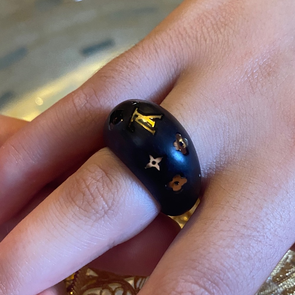 🖤♠️♣️💛❤️‍🔥Louis Vuitton Silvania Wood Sz 6 Ring M GA0132  With Box🎁 - Picture 6 of 15